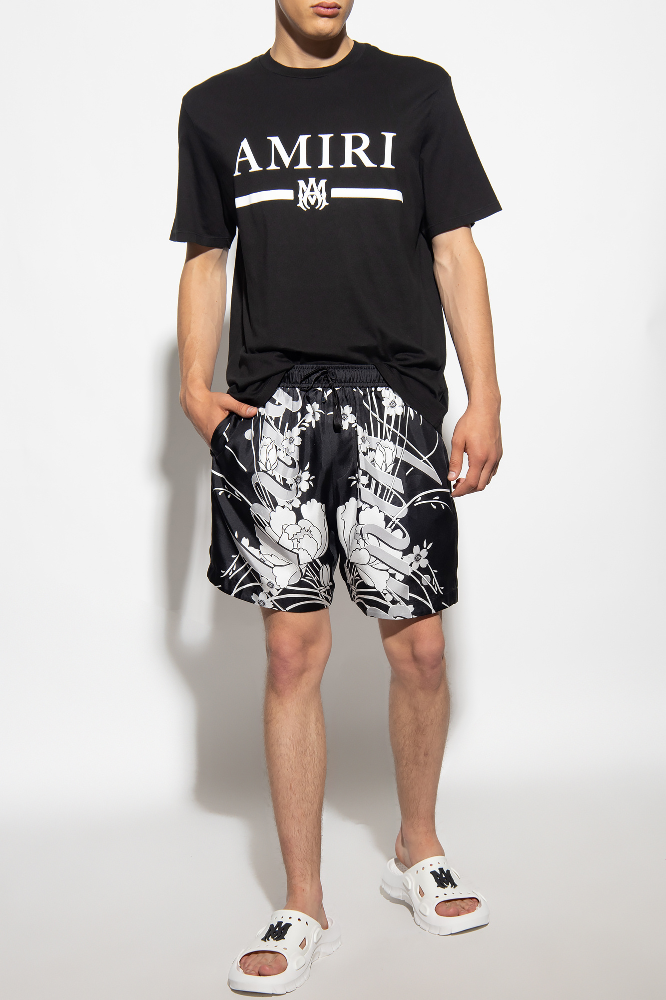 【送料&関税込】AMIRI Shorts In Black Silk AMIRI Men's Arts District Silk Shorts in Black Amiri